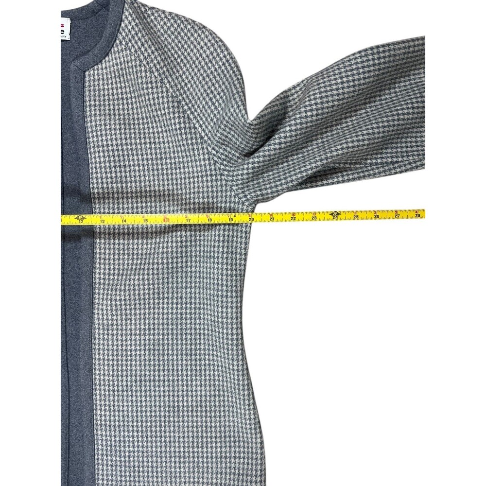 Vintage Bleyle Wool Jacket Gray Houndstooth Open Front Blazer Made in Germany Sz - Picture 5 of 11